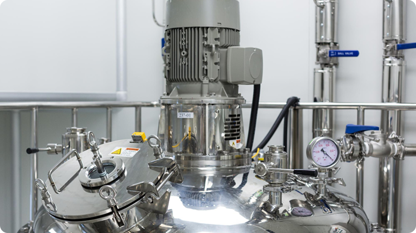 White silicone tubes hanging for quality inspection in cleanroom